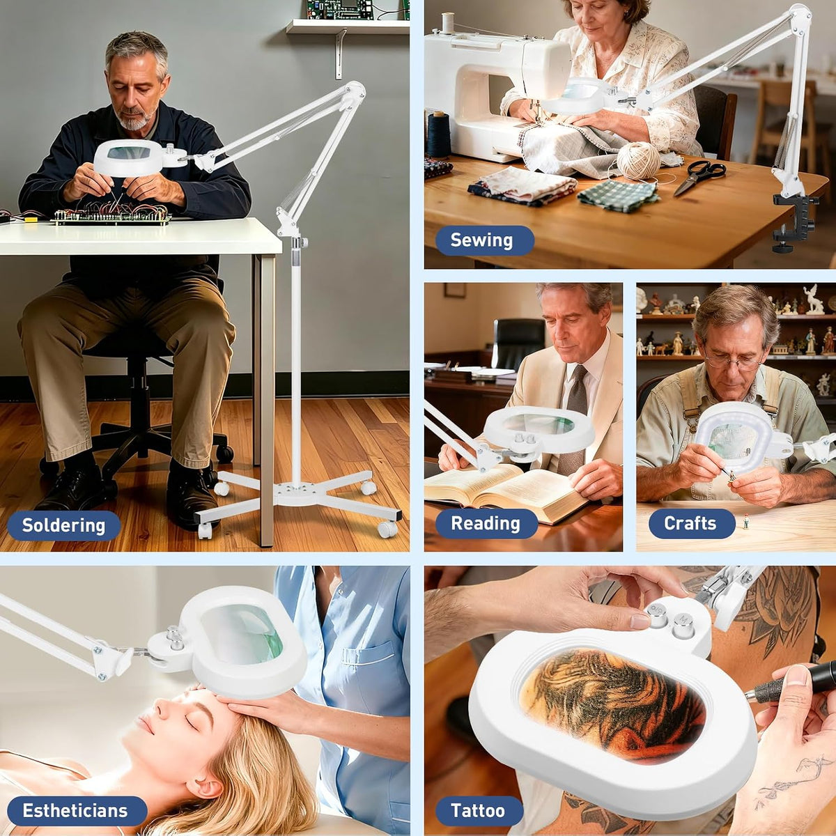KIRKAS Magnifying Glass with Light and Stand, 12X Real Glass Lens