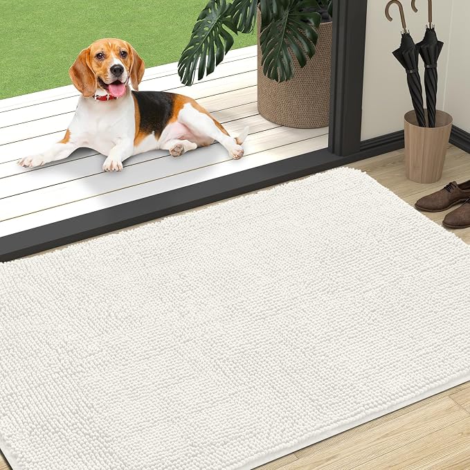 OLANLY Dog Door Mat for Muddy Paws 47x32, Absorbs Moisture and Dirt, Absorbent