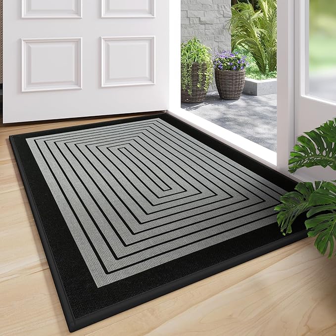 Front Door Mat 24''x35'', Absorbent Dirt Resist Washable Non Slip Low-Profile