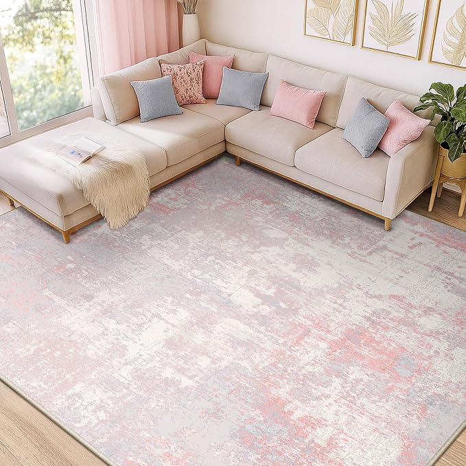 RELEANY Washable Area Rugs 9'x12' Non-Slip Modern Abstract Soft