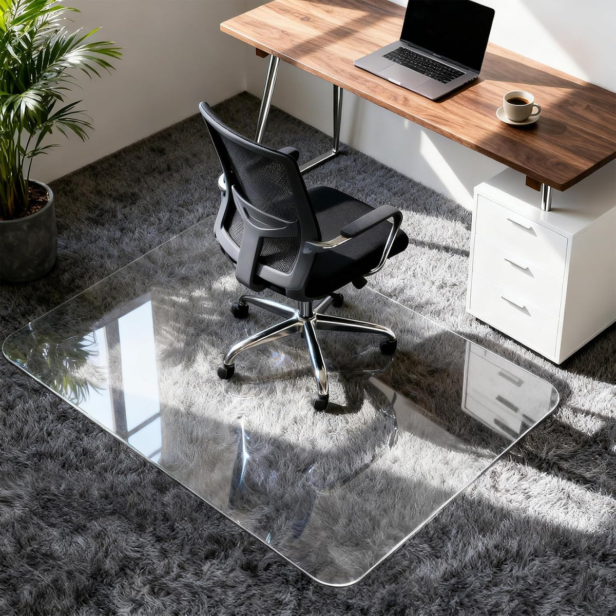 Vicwe Glass Chair Mat for Carpet, 36"x48" Tempered Glass Office Chair Mat