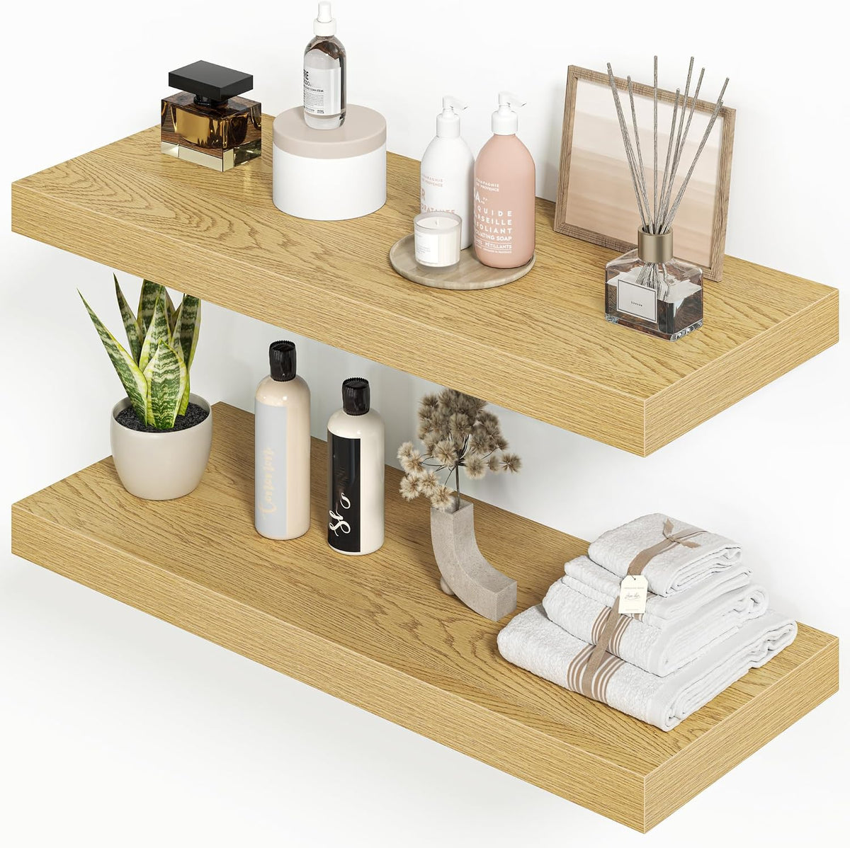Heimlove Floating Shelves 23.6" W x 9.3" D Oak Set of 2
