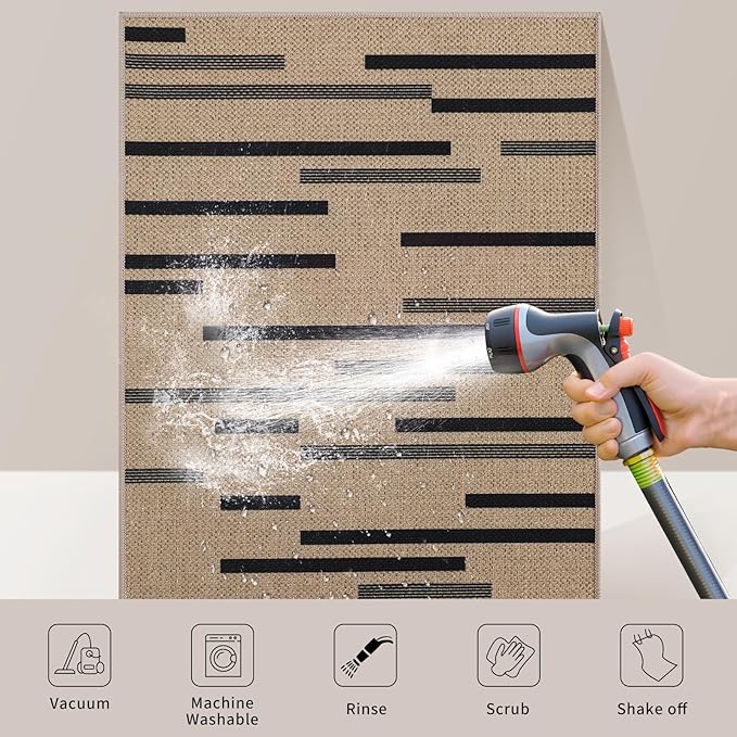 Tangsoo Stripe Easy Jute Rug, Ultra Thin 2x3 Outdoor Rug
