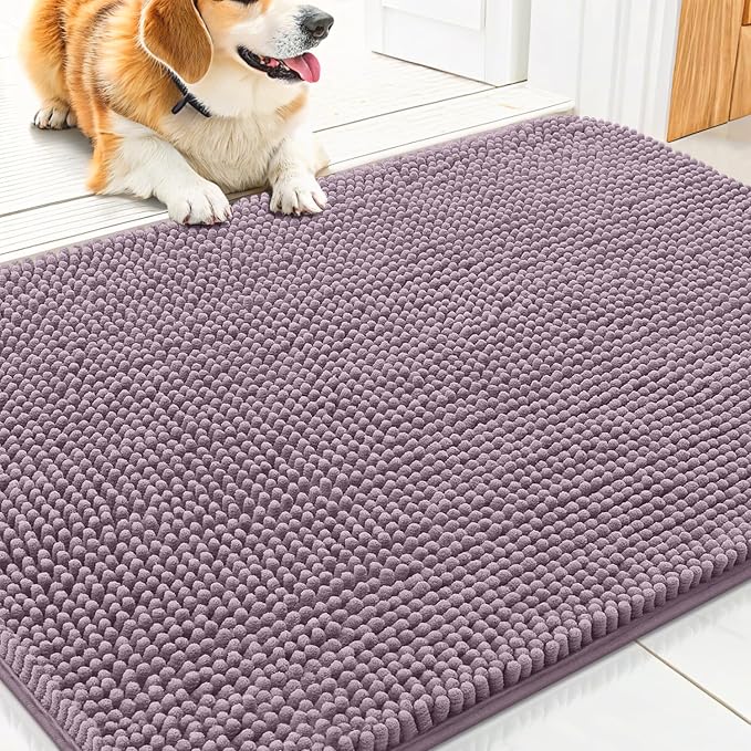 Smiry Dog Door Mat for Muddy Paws 30x20, Absorbent Dirt Trapper, Non-Slip