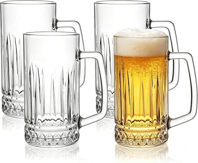 Beer Mugs For Freezer, 20 oz Large Heavy Glass Mugs