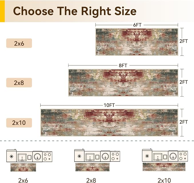 RELEANY Washable Area Rugs 2'x6' Non-Slip Modern Abstract Soft