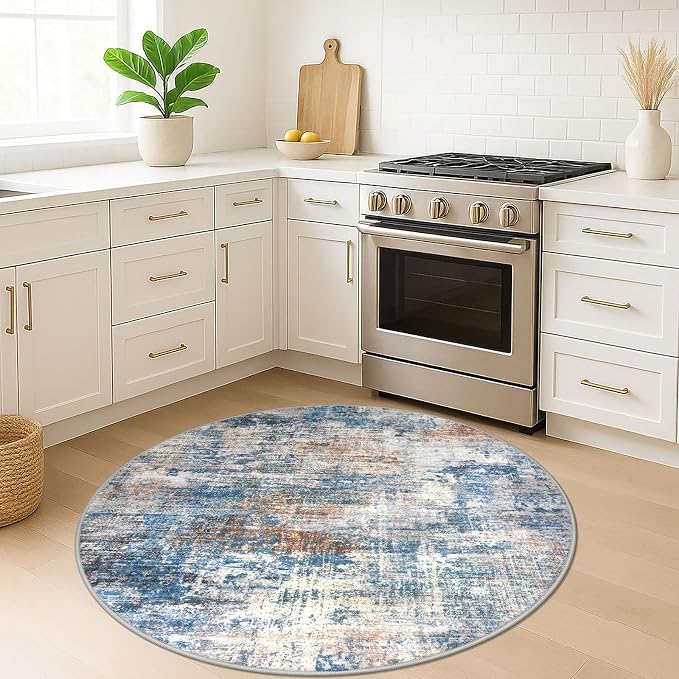 IOHOUZE Round Area Rug 5 Ft Circle Entryway Rugs Round Washable Door Mat Indoor