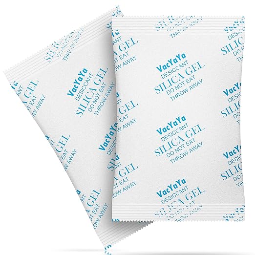 VacYaYa 100 Gram(10Packs) Food Grade Moisture Absorbers Silica Gel Packs Desiccant for Storage,Food Safe Dessicant Silica Gel Packets for Moisture Storage Control
