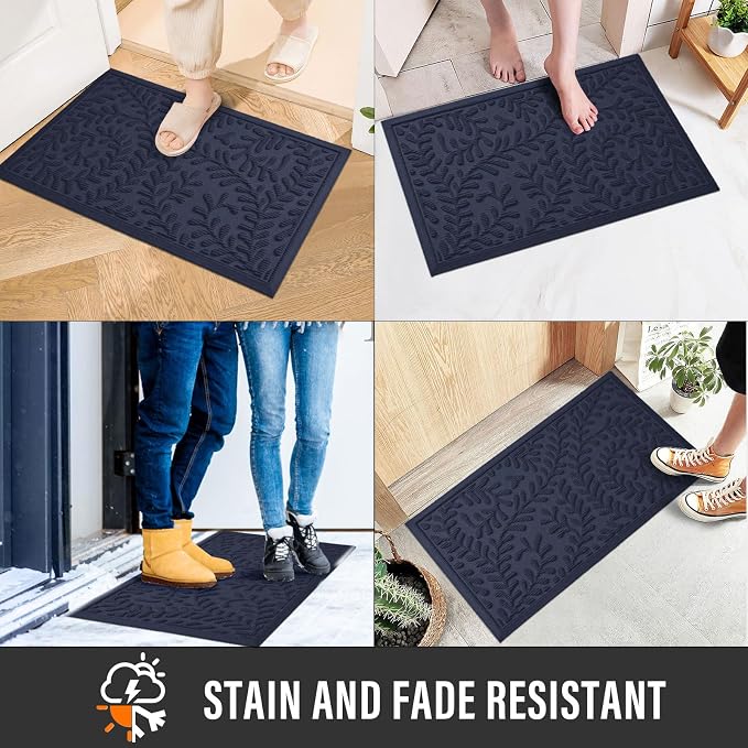 HIYARD Front Door Mat, Absorbent Dirt Trapping Welcome Door Mat Indoor Outdoor