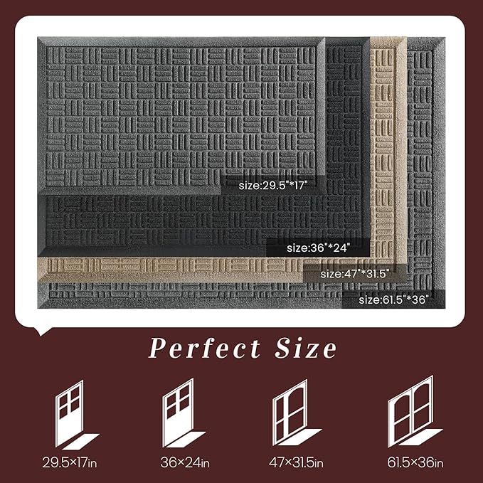 Mibao Front Door Mat Indoor Outdoor Entrance, Dirt Trapping Waterproof