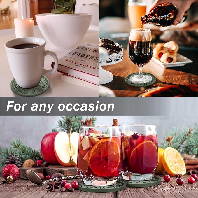 Silicone Coasters for Drinks, Resistant Reusable Drink Coasters-Great Gift for