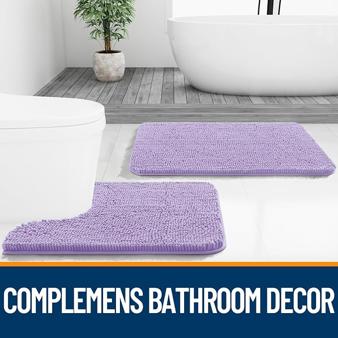 OLANLY Bathroom Runner Rugs 47x24, Soft Absorbent Chenille Bath Rugs, Rubber