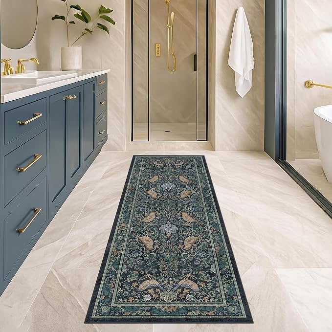 Botanical Bird 2x6 Entryway Rugs Indoor, Machine Washable Runner Rugs