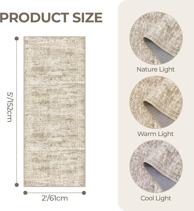 2x5 Rug Runner Washable for Entryway, Soft Bathroom Rugs