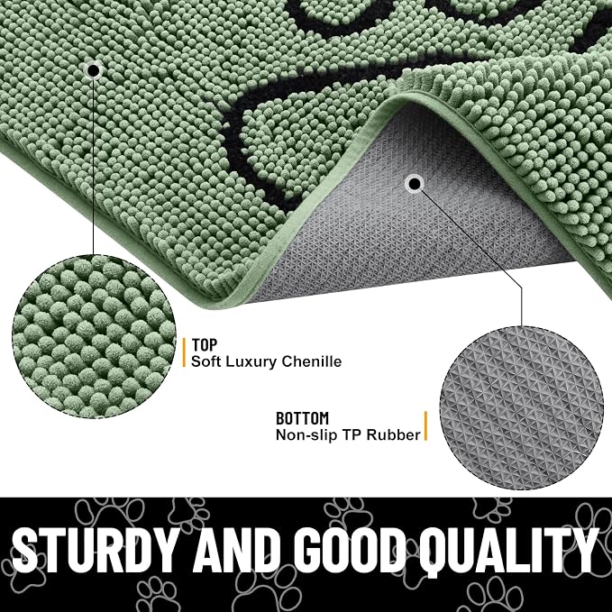 Smiry Dog Door Mat for Muddy Paws, Absorbent Dirt Trapper Non Slip Quick Dry