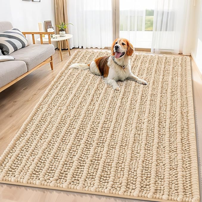 Smiry Dog Door Mat for Muddy Paws 71x46, Absorbent Dirt Trapper, Non-Slip