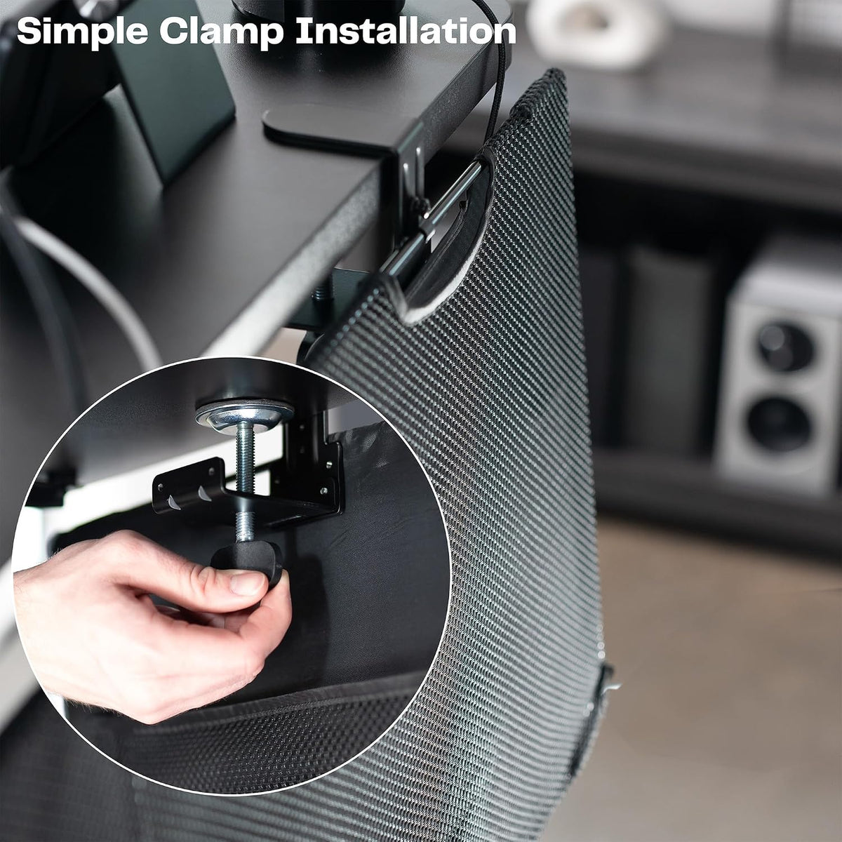 VIVO Black Clamp-on 60 inch Desk Cable Management Sleeve, DESK-SKIRT-60P