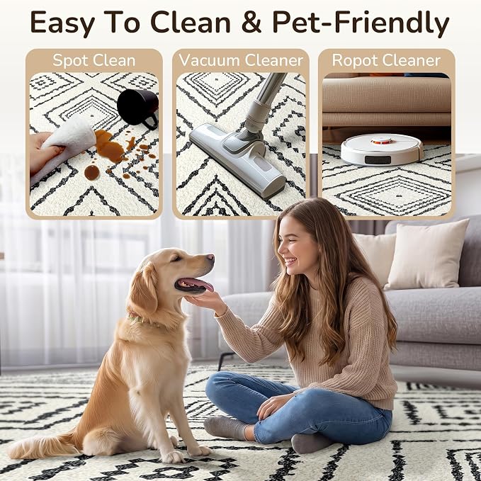 BESTSWEETIE Area Rug 6x9 Rug Machine Washable Non-Slip Low Pile Print Pattern