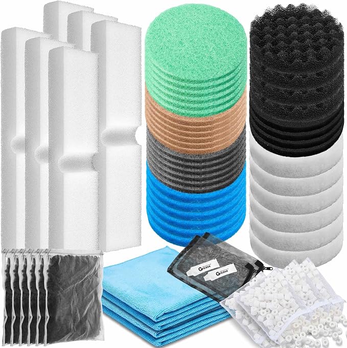 62 Pcs Compatible with Fluval Fx4/fx5/fx6 Replacement Filter Media, 6 Foam Block