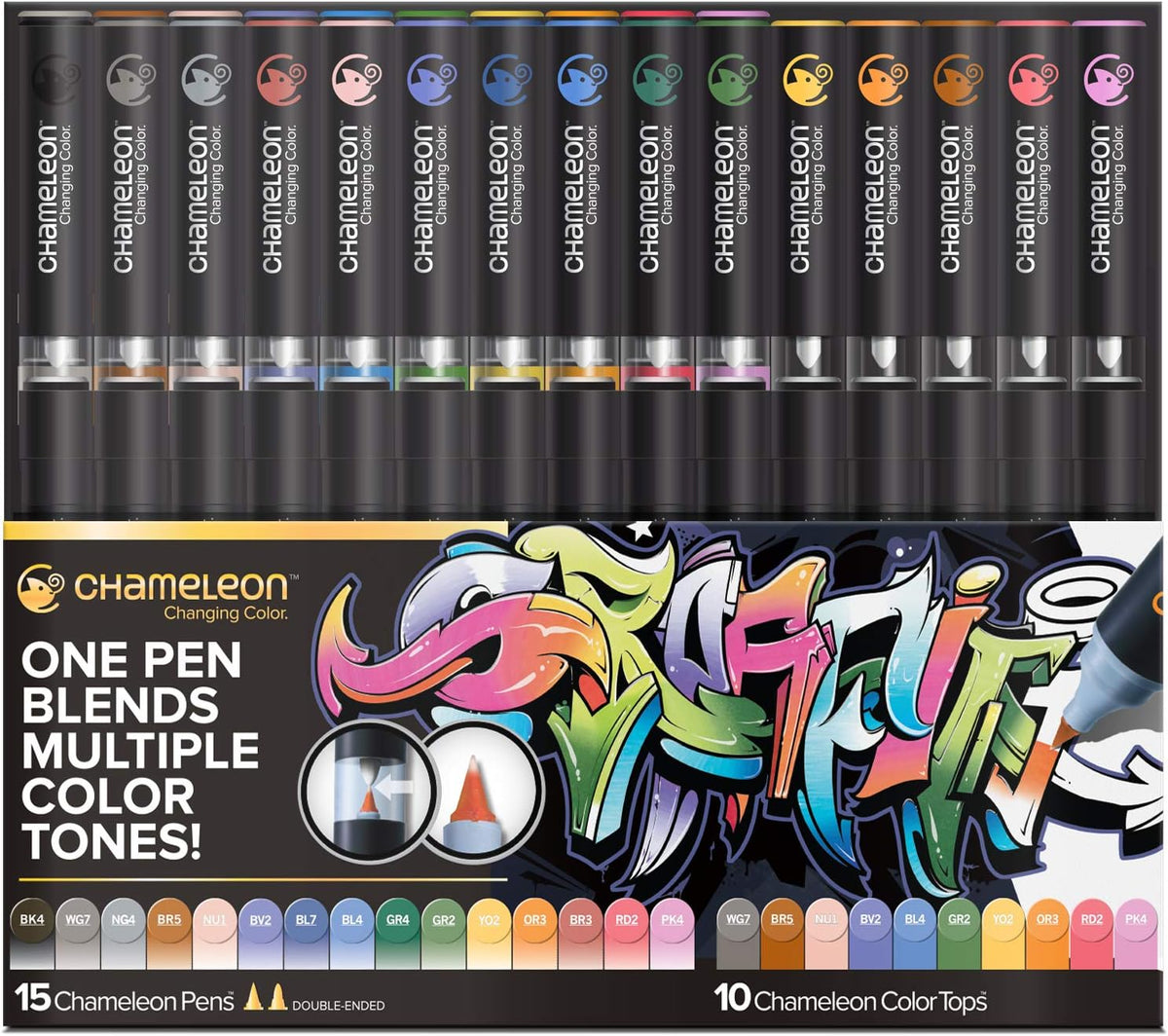 Chameleon Art Products, 15 Pens + 10 Color Tops (25-Pen Deluxe Set)
