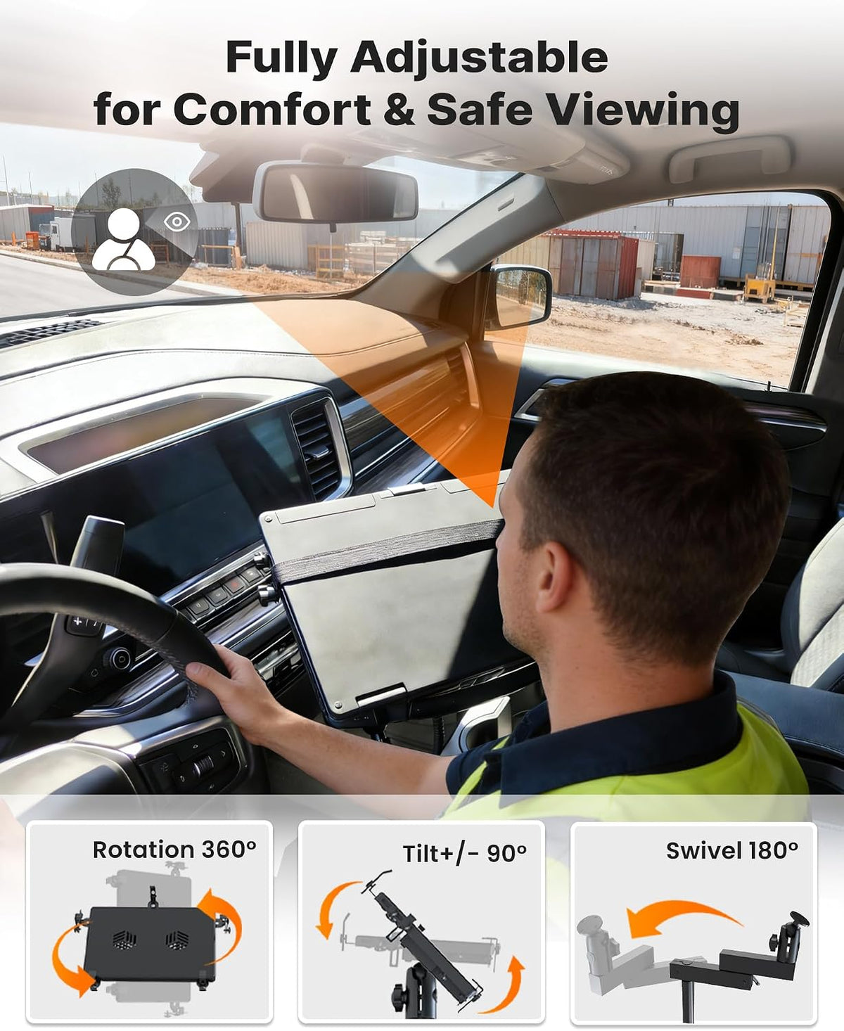 MELIPRON No-Drill Truck Laptop Mount Fit for 19-26 Chevy Silverado, Sierra