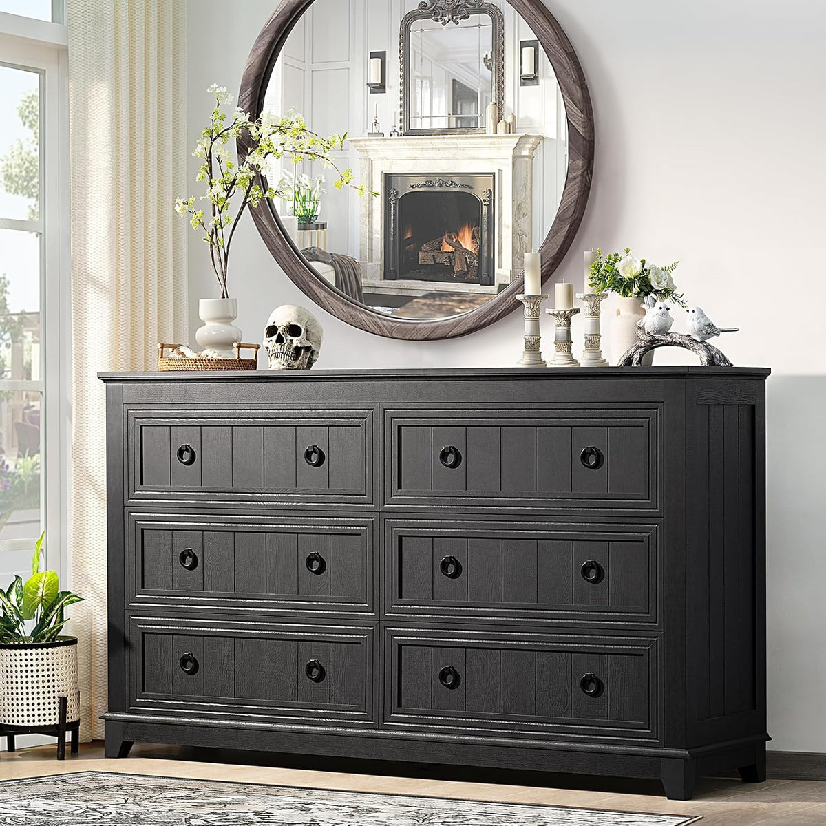 Joaxswe 54'' Dresser for Bedroom, Farmhouse 6 Drawers Dressers