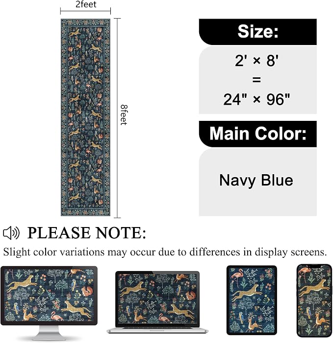 DUKINO Runner Rug, 2x8 Washable Kitchen Rugs