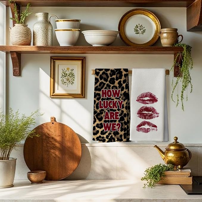 Trendy Red Cheetah Print Hand Towels