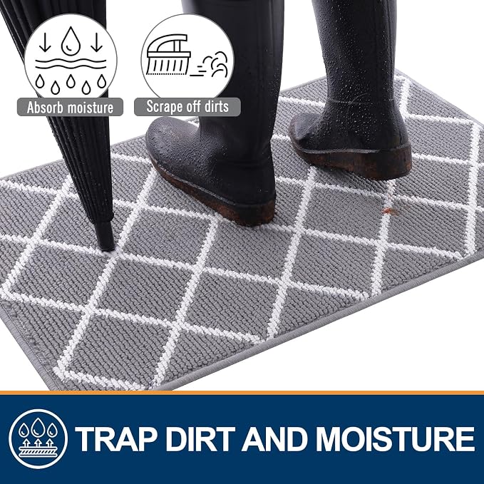 Finchitty Indoor Door Mat, Dirt Resistant and Absorbent, Low-Profile, Washable