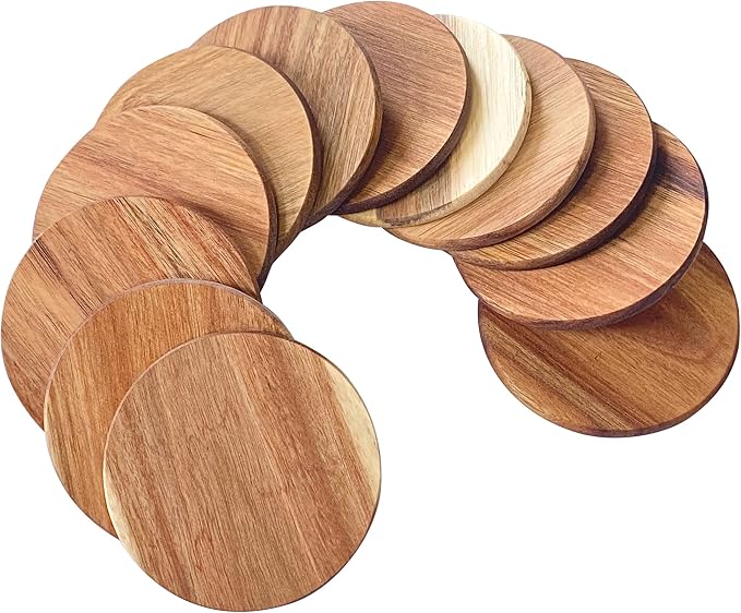 36 Pack Acacia Wood Drink Coasters, 3.68 Inch Round Wooden Acacia Wood Cup