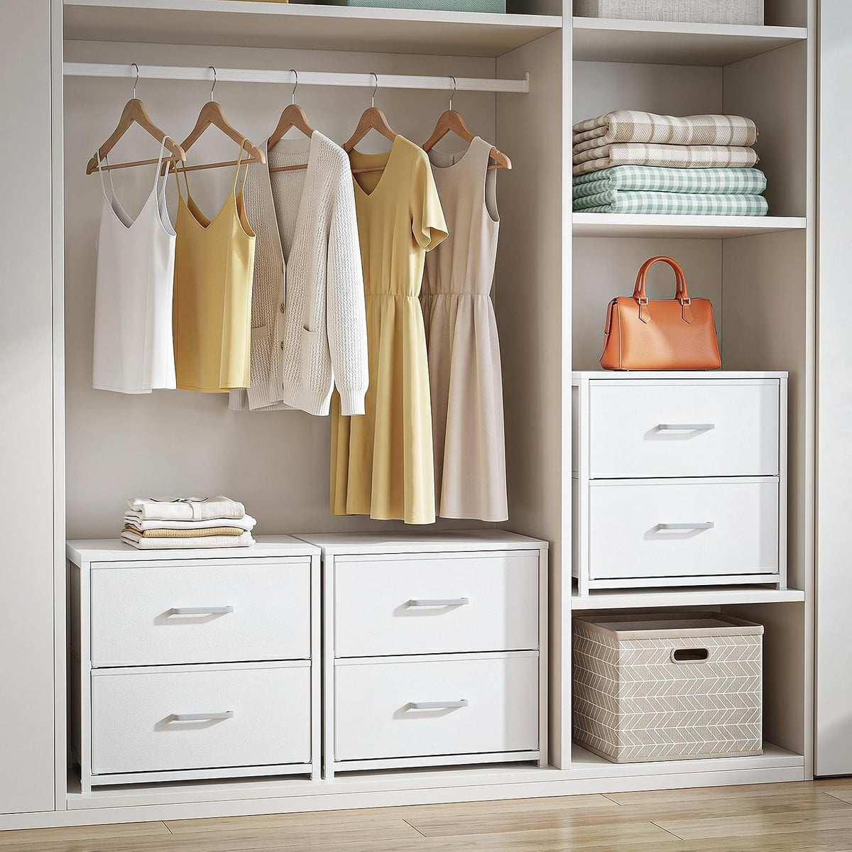 Stackable Storage Drawers, Closet Drawers, White