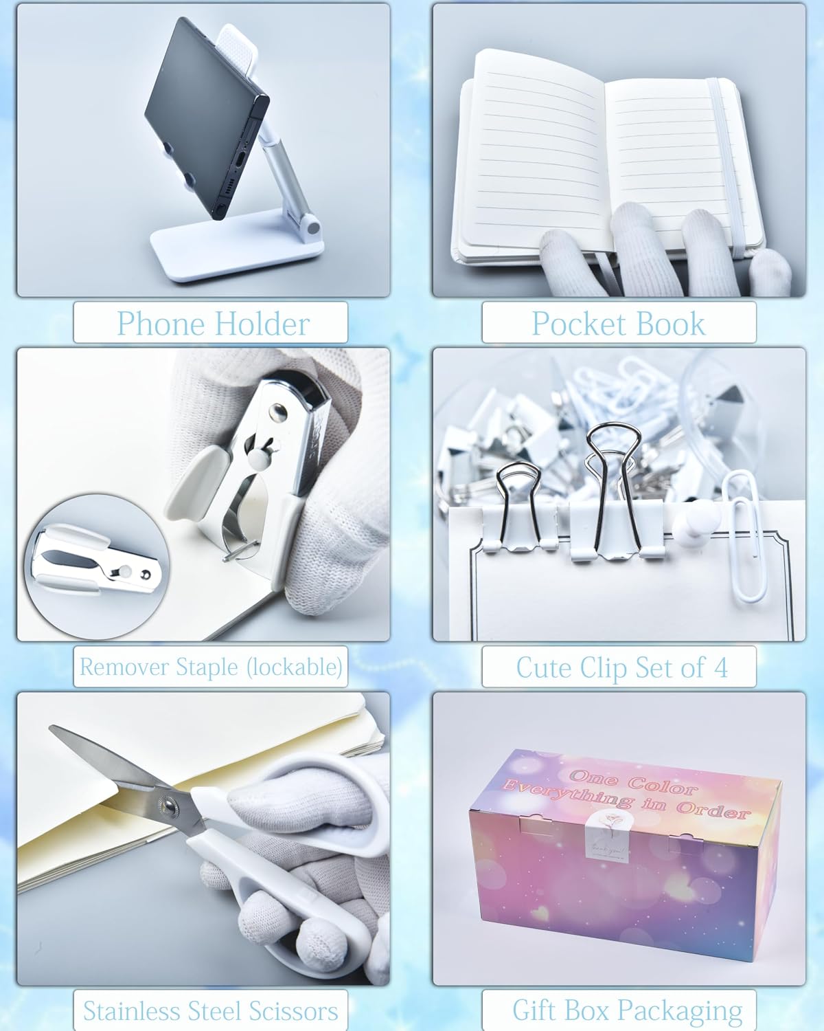 LXEVIHK White Desk Accessories 21-Piece Office Supplies Gift Set