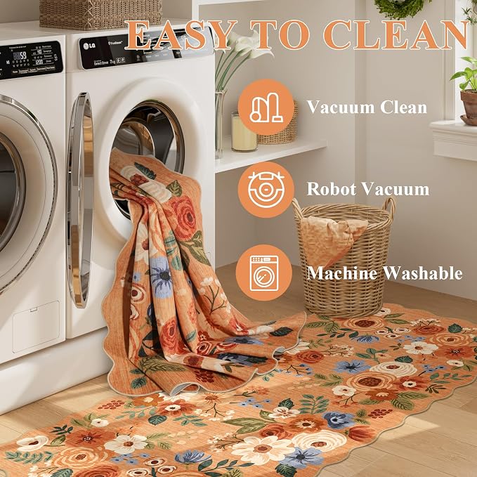 DUKINO 2.6x8 Runner Rug for Hallway, Washable Kitchen Rug