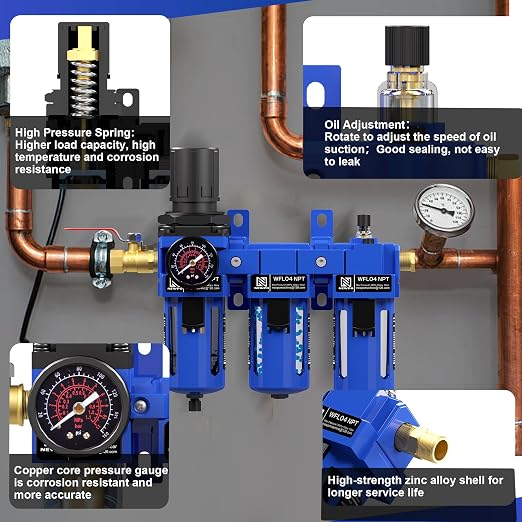 NEWPO 1/2'' NPT Compressed Air Filter Regulator Lubricator Combo