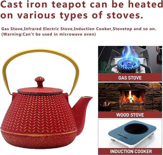 Small Cast Iron Tea Kettle for Stovetop Safe, Durable Teapot