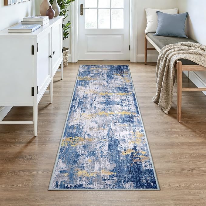 RELEANY Washable Area Rugs 3x7 Non-Slip Modern Abstract Soft