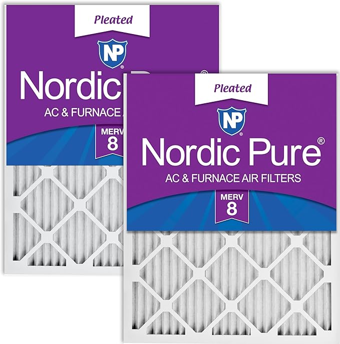 Nordic Pure 16x20x1 Pleated MERV 8 Air Filters 2 Pack