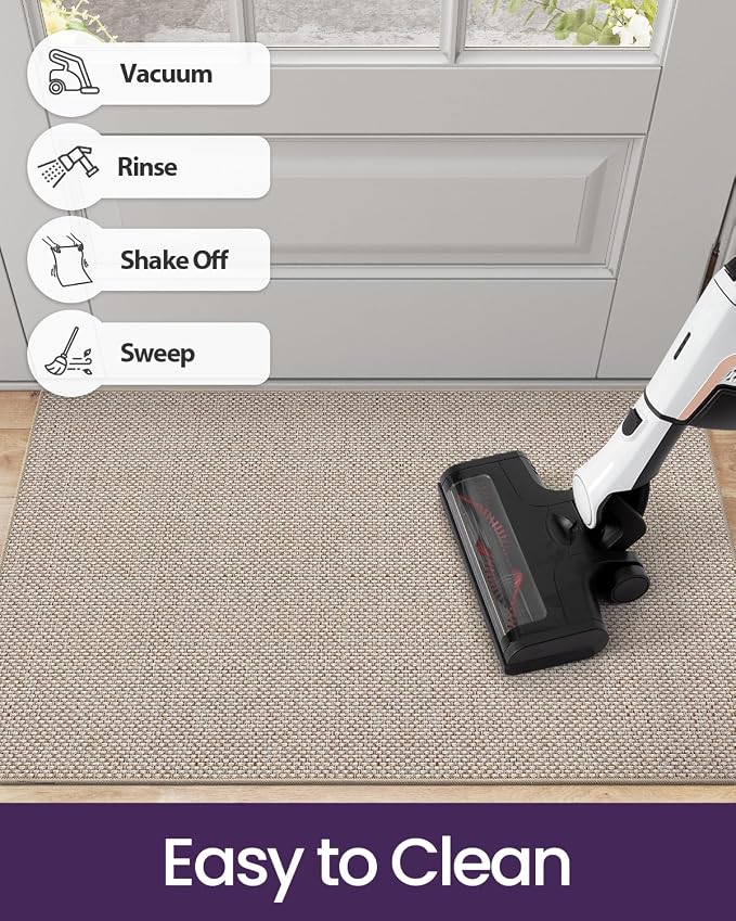 DEXI Ultra Thin Door Mat Indoor Entrance 48x72, Non Slip Rubber Backed Entryway