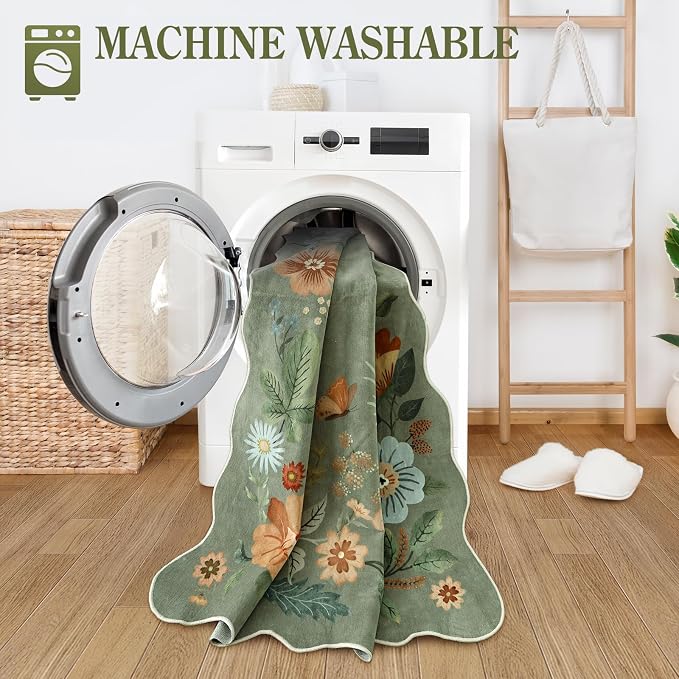 Lahome Floral Washable 6x9 Area Rugs, Soft Bedroom Rug