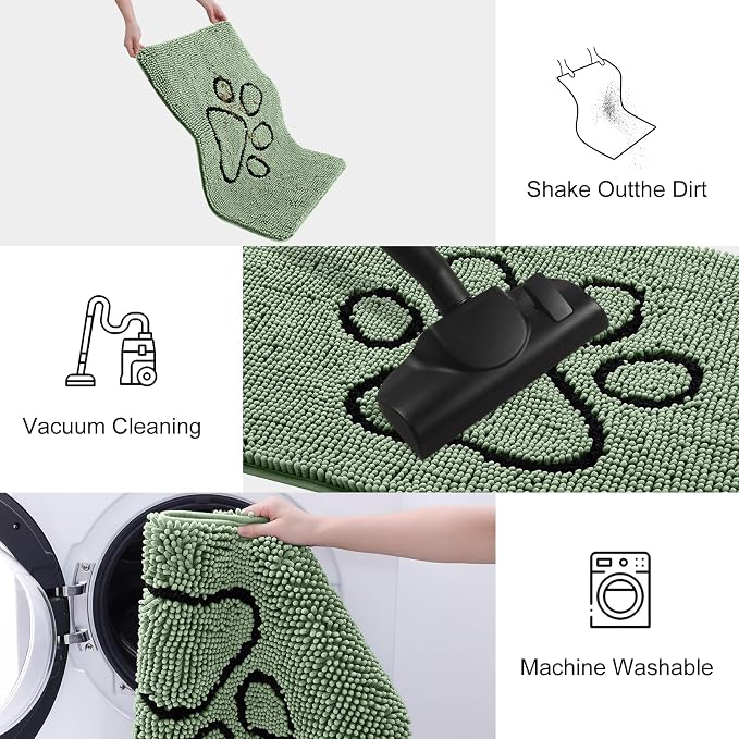 Smiry Dog Door Mat for Muddy Paws, Absorbent Dirt Trapper Non Slip Quick Dry