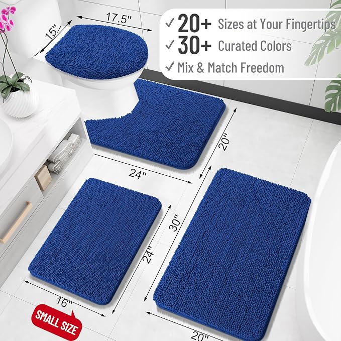 OLANLY Large Bathroom Rugs 45x27, Extra Soft Absorbent Chenille Bath Rugs