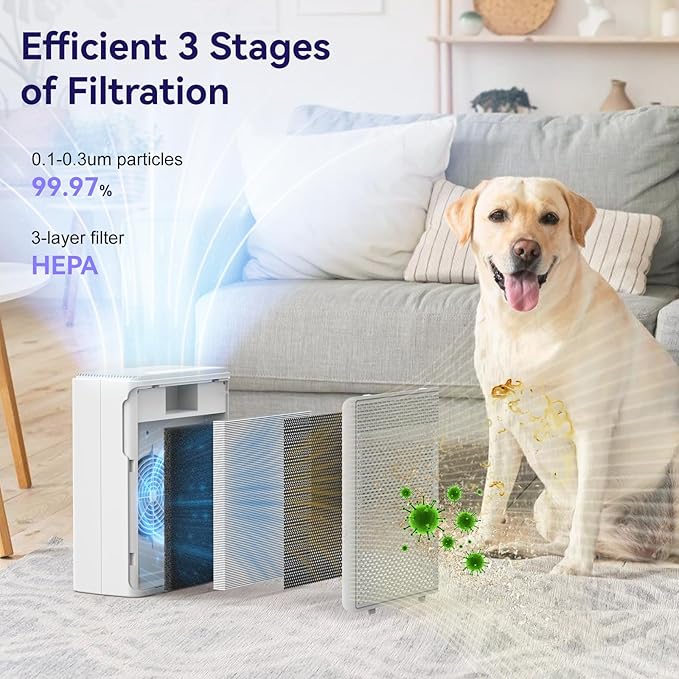 Air Purifiers for Home Pets Covers Up to 1500 Sq Ft, H13 Hepa Filter