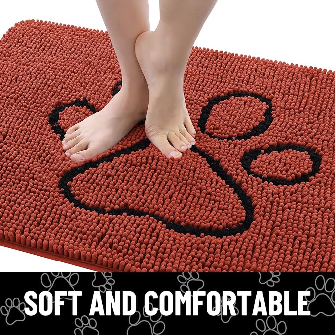 Smiry Dog Door Mat for Muddy Paws, Absorbent Dirt Trapper Non Slip Quick Dry