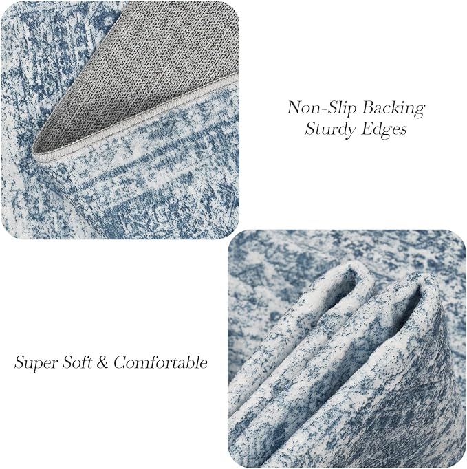 Soalmost 9x12 Area Rugs for Living Room, Non Slip Machine Washable Vintage Rugs