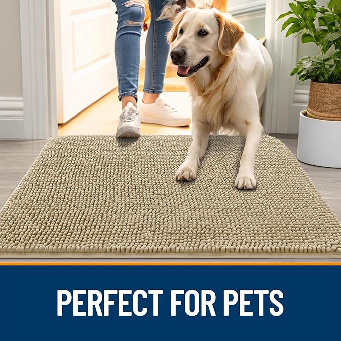 OLANLY Dog Door Mat for Muddy Paws 30x20, Absorbs Moisture and Dirt, Absorbent