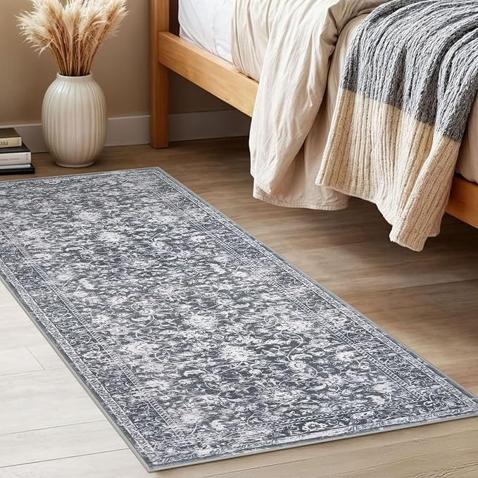 KILOCOCO Hallway Runner 2x5 Kitchen Runner Rug Printed Vintage Floral Washable
