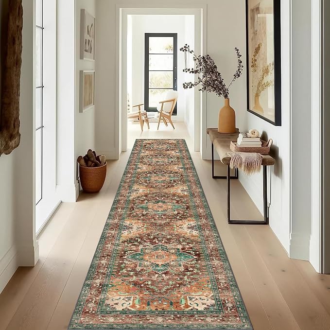 Yamaziot Washable Runner Rug, 2x12 Non-Slip Boho Vintage Hallway Rug Runner