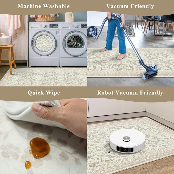 Kitchen Rug Sets 3 Piece, Washable Non-Slip Farmhouse Kitchen Mats