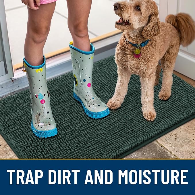 Smiry Dog Door Mat for Muddy Paws 36x24, Absorbent Dirt Trapper, Non-Slip