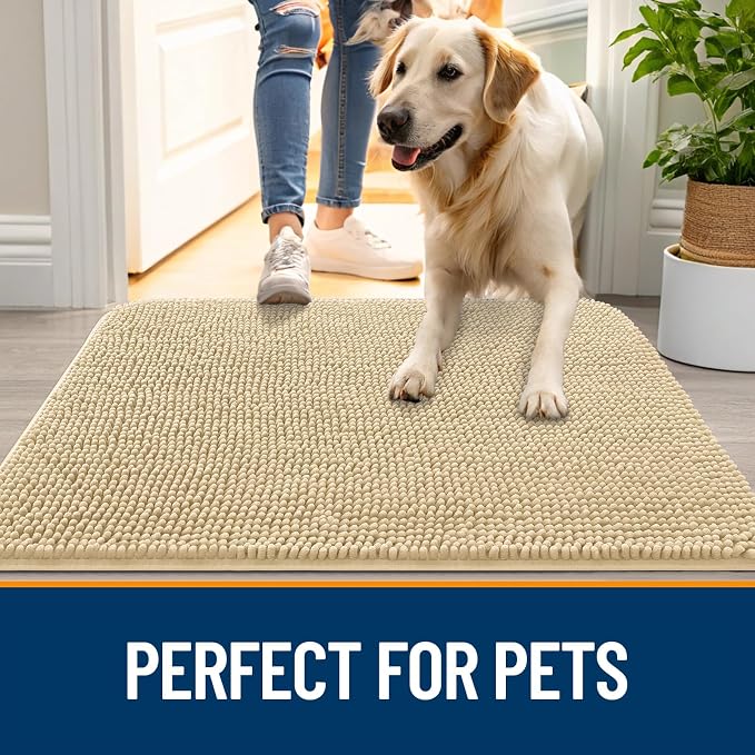 OLANLY Dog Door Mat for Muddy Paws 47x24, Absorbs Moisture and Dirt, Absorbent